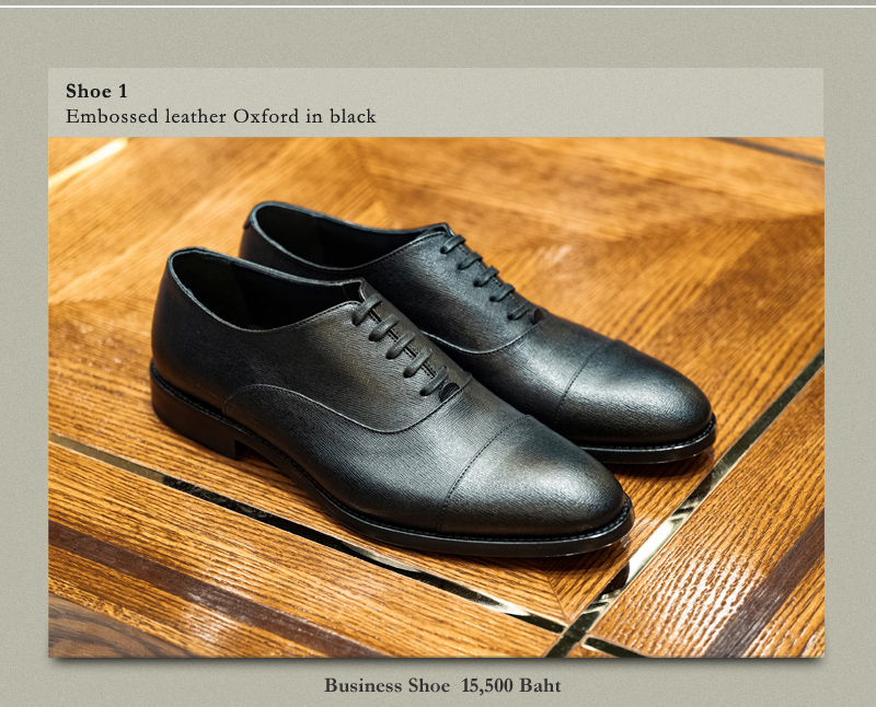 Shoe 1 Embossed leather Oxford in black